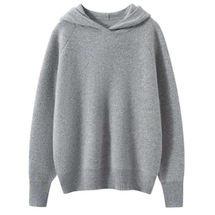 Damen Kaschmir Hoodie dick gestrickt, locker & warm