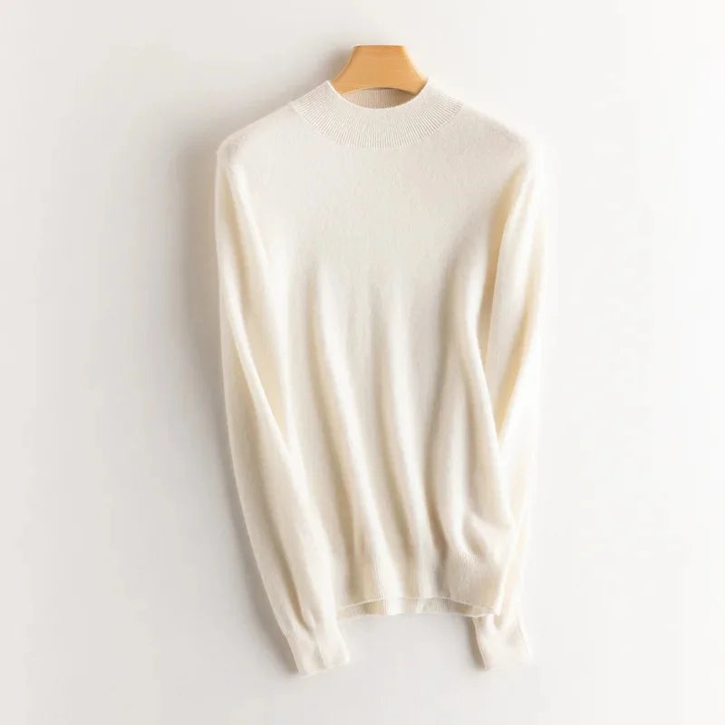 Damen Wollpullover mit halbem Polokragen