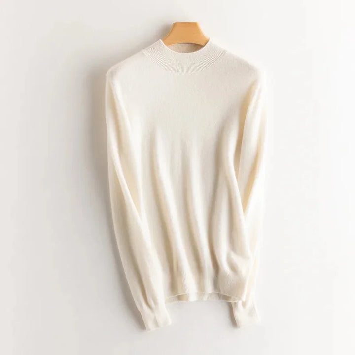Damen Wollpullover mit halbem Polokragen