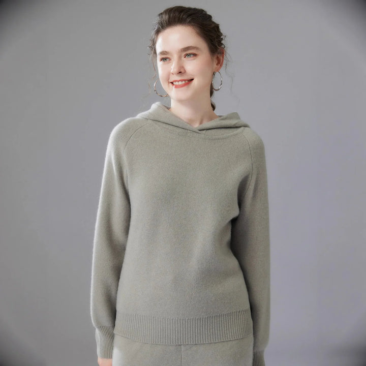 Damen Kaschmir Hoodie dick gestrickt, locker & warm