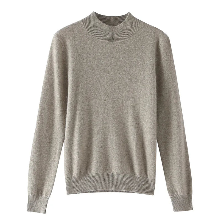 Damen Woll Basicshirt Langarm, halbhoher Kragen, einfarbig
