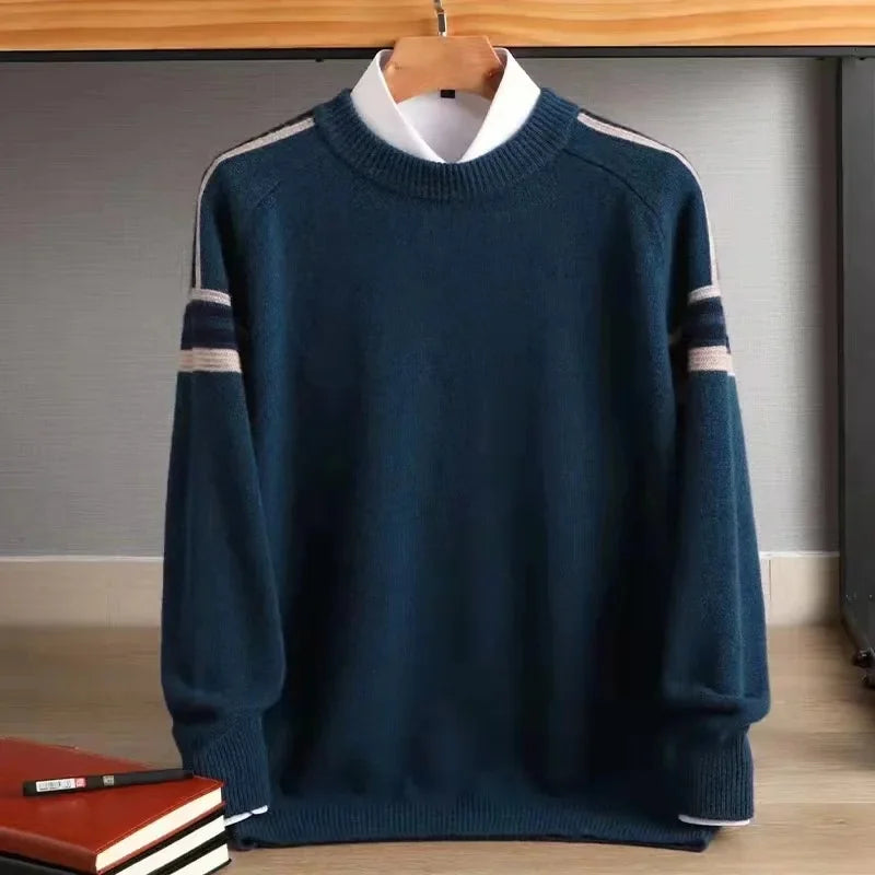 Herren Kaschmirpullover verdickt, locker & warm mit klassischem Rundhals