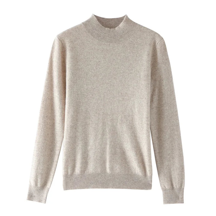 Damen Woll Basicshirt Langarm, halbhoher Kragen, einfarbig