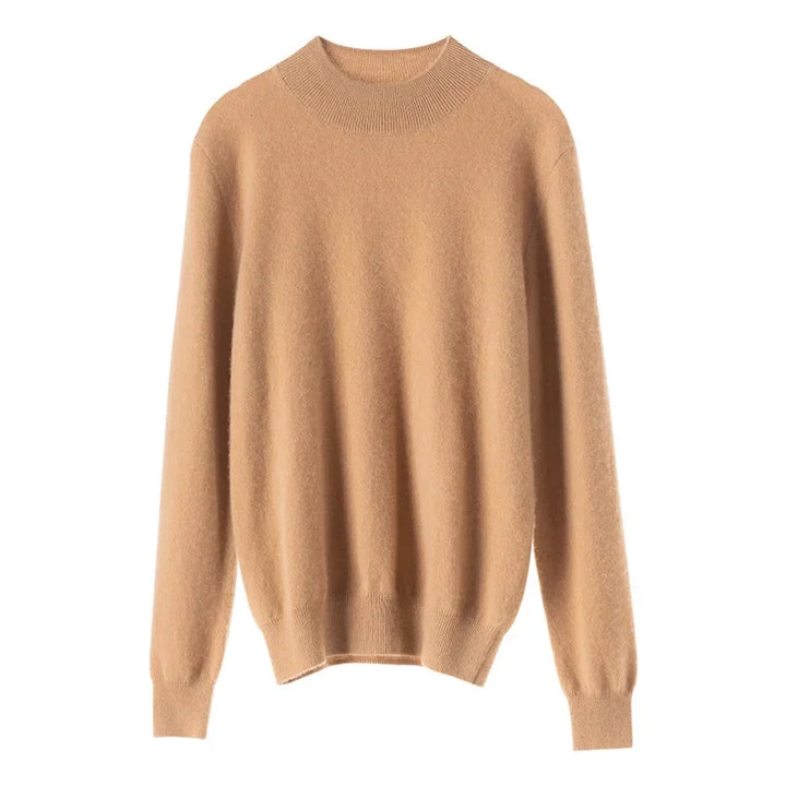 Damen Wollpullover mit halbem Polokragen