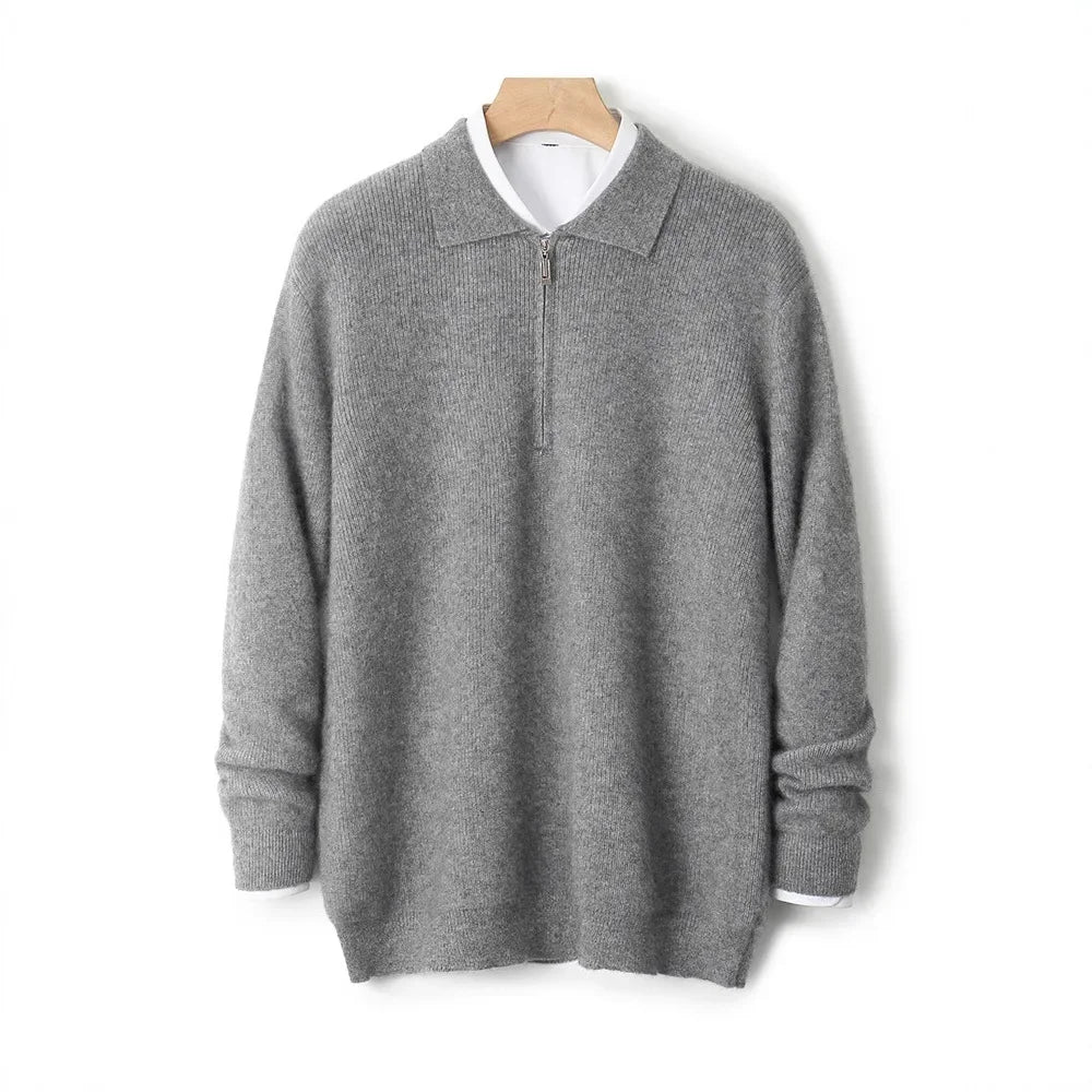 Herren Strickpullover mit halbem Reissverschluss