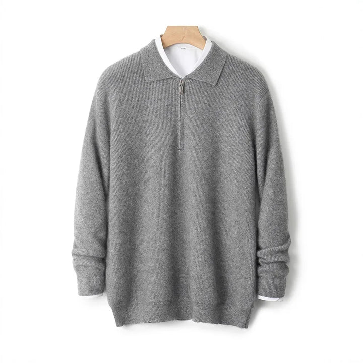 Herren Strickpullover mit halbem Reissverschluss