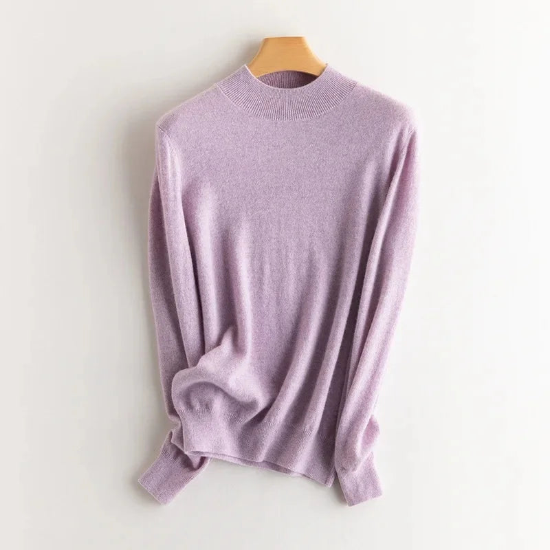 Damen Wollpullover mit halbem Polokragen