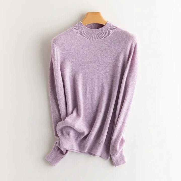 Damen Wollpullover mit halbem Polokragen