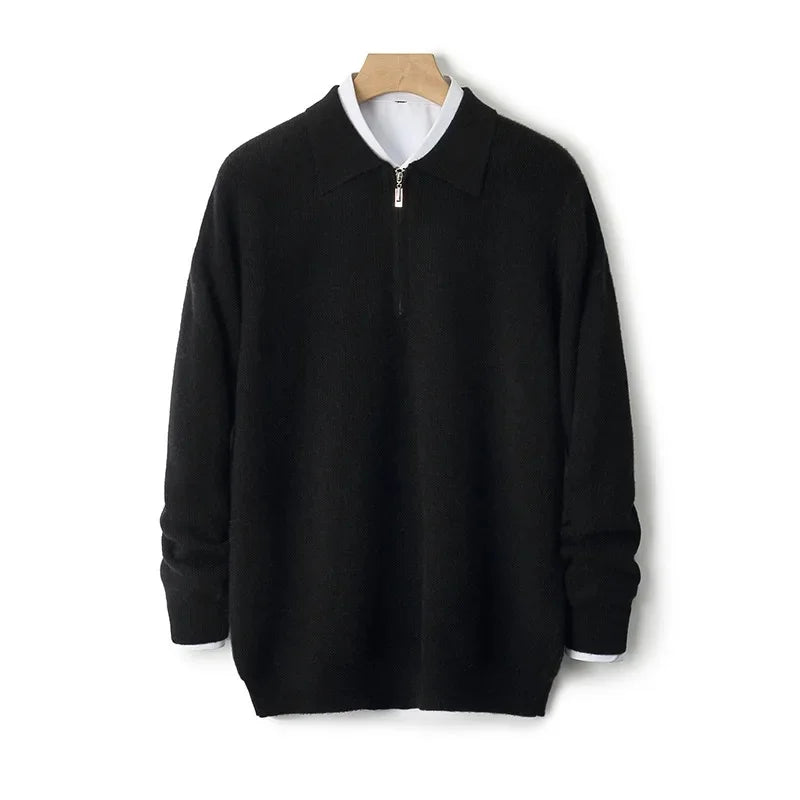 Herren Strickpullover mit halbem Reissverschluss