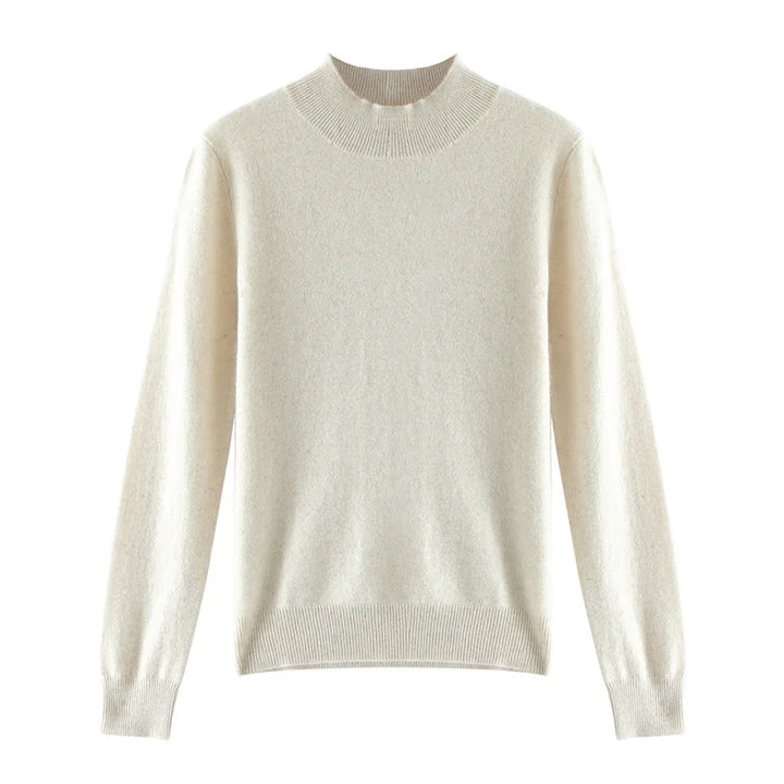 Damen Woll Basicshirt Langarm, halbhoher Kragen, einfarbig
