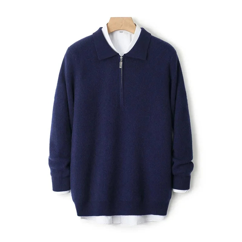 Herren Strickpullover mit halbem Reissverschluss