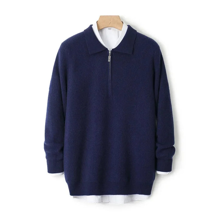 Herren Strickpullover mit halbem Reissverschluss