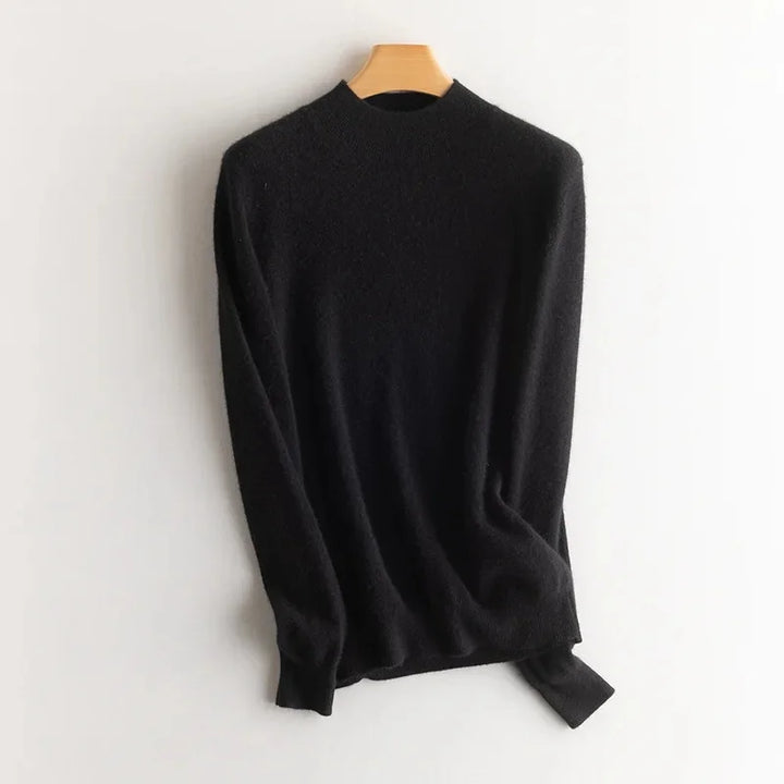 Damen Wollpullover mit halbem Polokragen