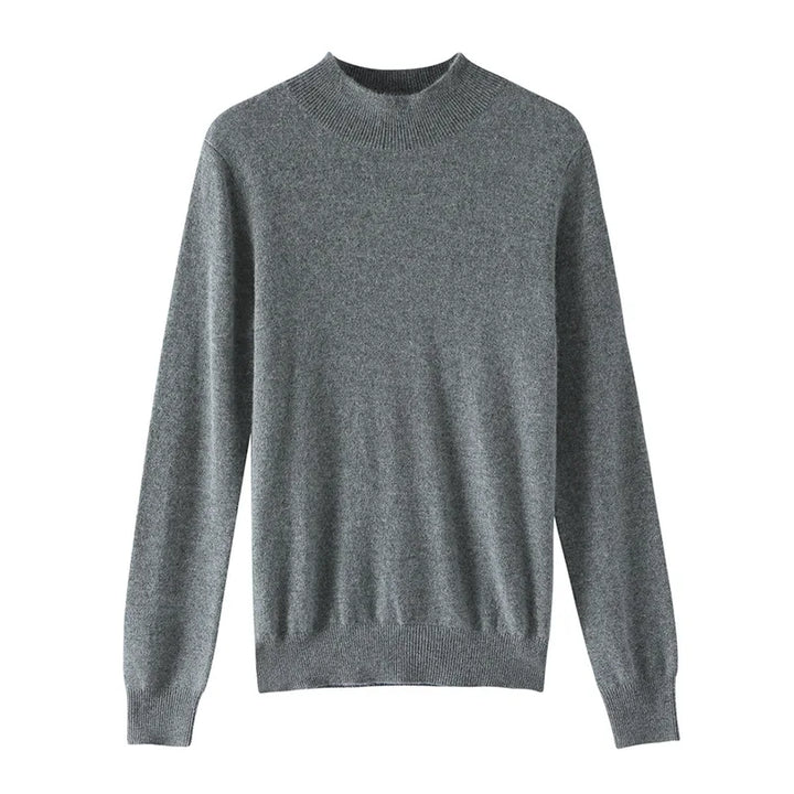 Damen Woll Basicshirt Langarm, halbhoher Kragen, einfarbig