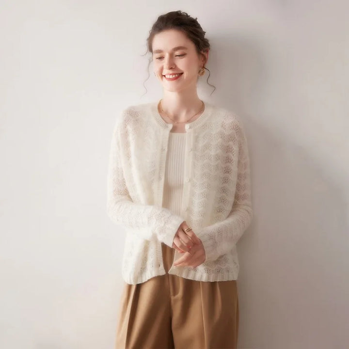 Kaschmir Damen Strickjacke offen, edel für Herbst und Winter