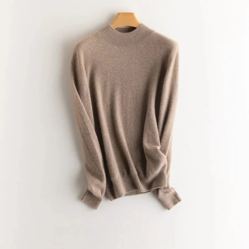 Damen Wollpullover mit halbem Polokragen