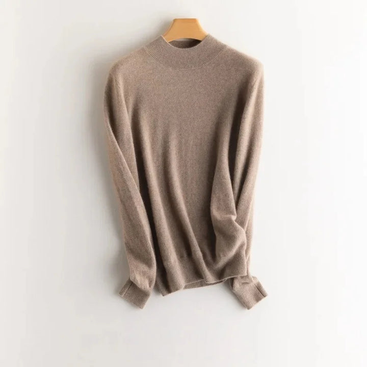 Damen Wollpullover mit halbem Polokragen