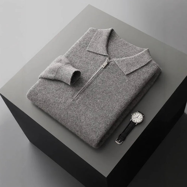 Herren Strickpullover mit halbem Reissverschluss