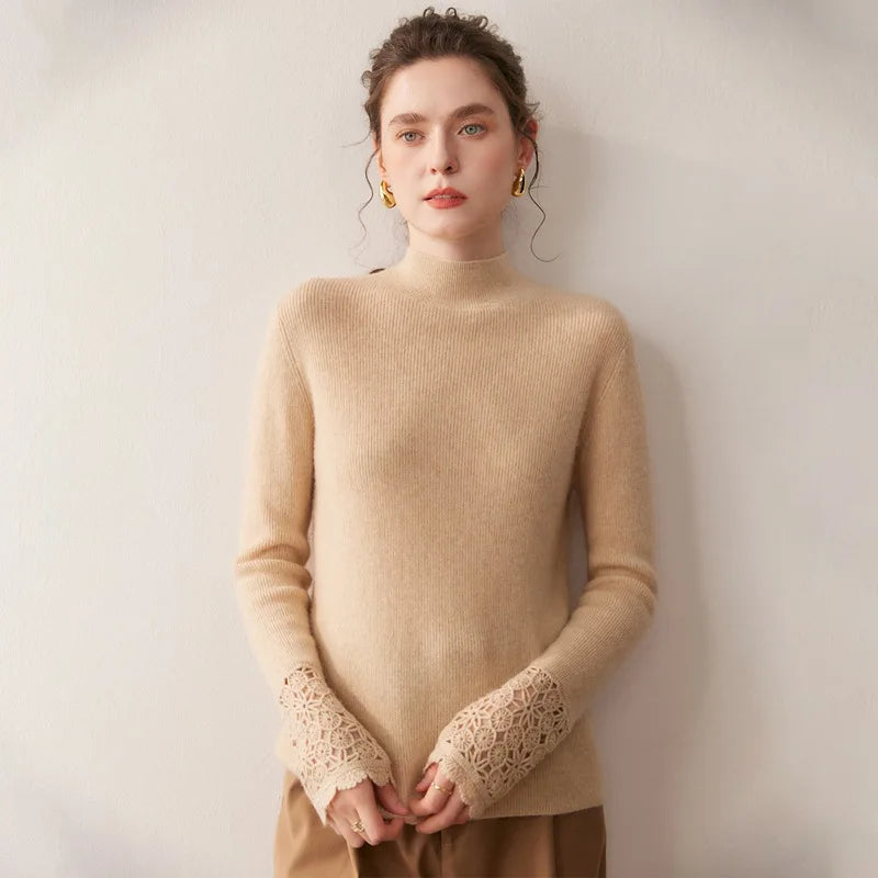 Damen Wollpullover mit halbhohem Kragen – weich, bequem & elegant