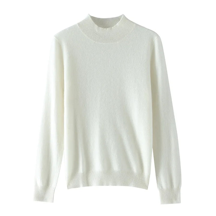 Damen Woll Basicshirt Langarm, halbhoher Kragen, einfarbig