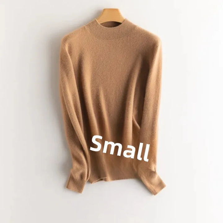 Damen Wollpullover mit halbem Polokragen