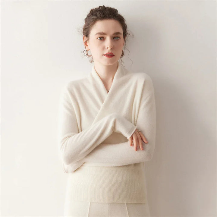 Damen Kaschmir-Mix V-Pullover