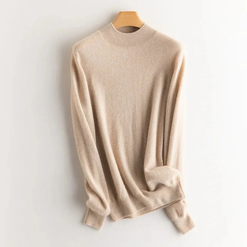 Damen Wollpullover mit halbem Polokragen