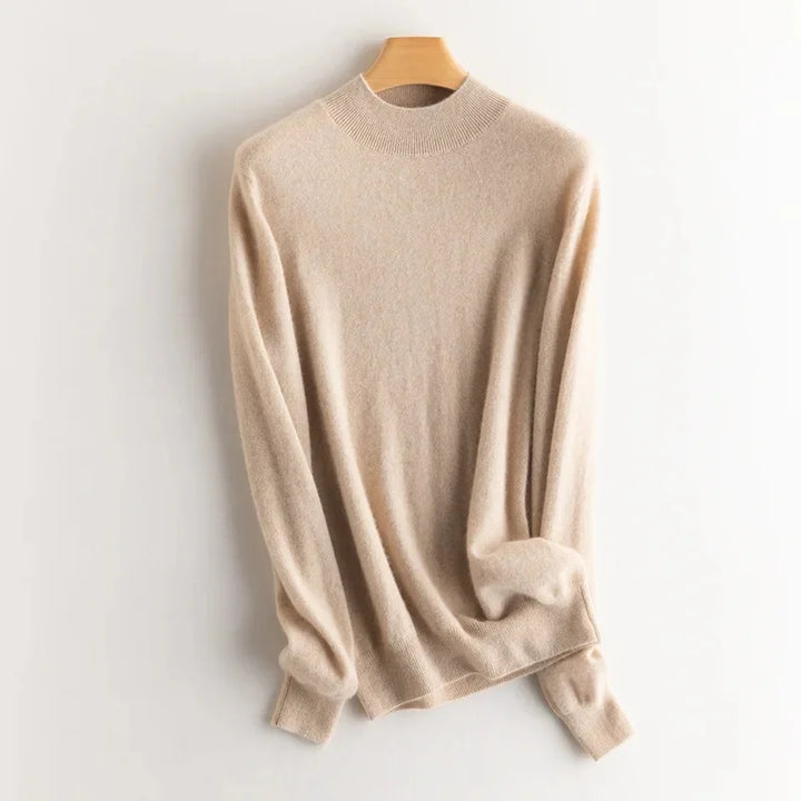 Damen Wollpullover mit halbem Polokragen