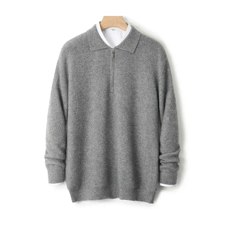 Herren Strickpullover mit halbem Reissverschluss
