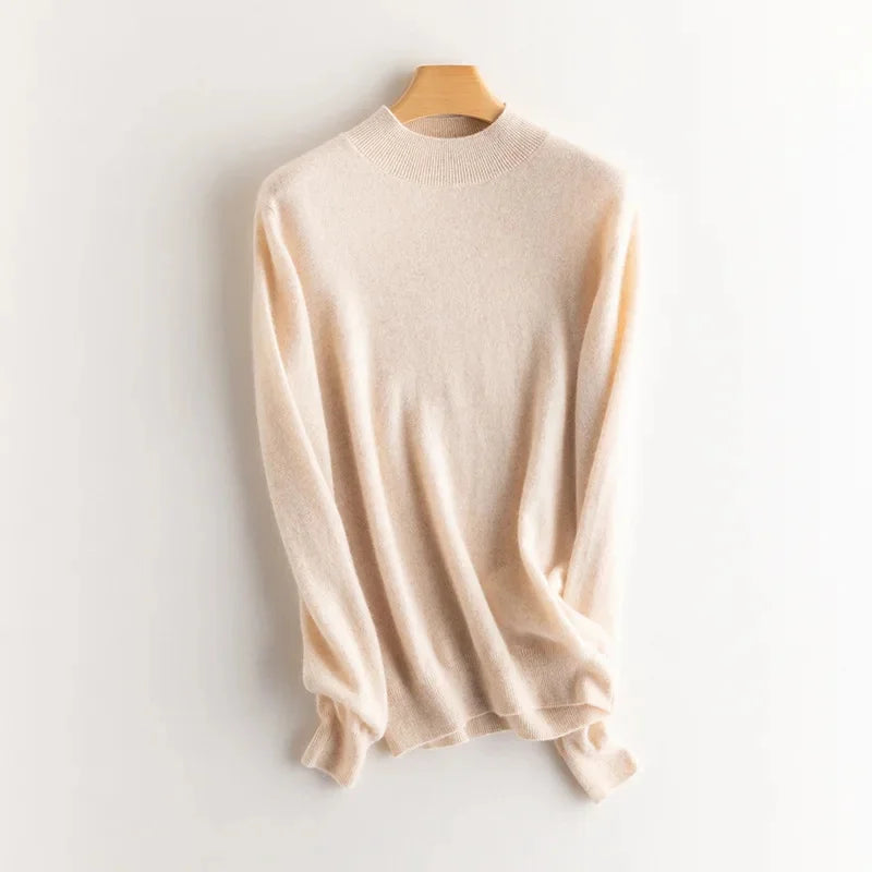 Damen Wollpullover mit halbem Polokragen