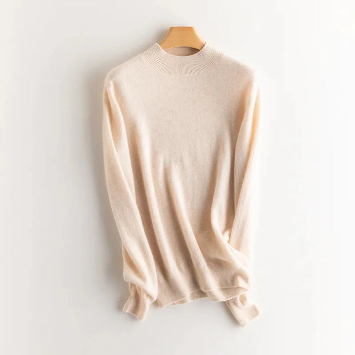 Damen Wollpullover mit halbem Polokragen