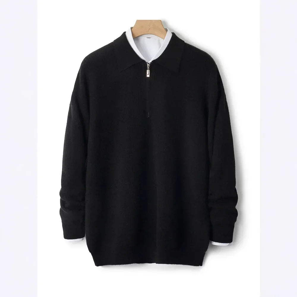 Herren Strickpullover mit halbem Reissverschluss
