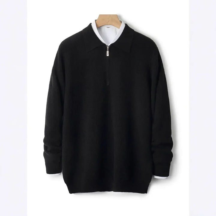 Herren Strickpullover mit halbem Reissverschluss