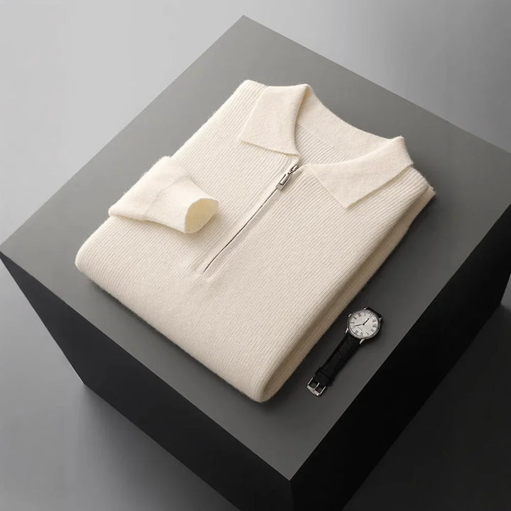 Herren Strickpullover mit halbem Reissverschluss