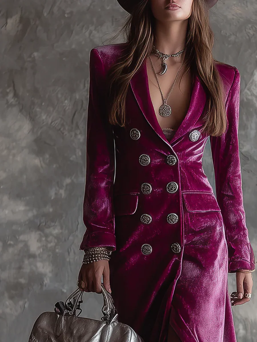 Vera - Samt Blazer Maxikleid