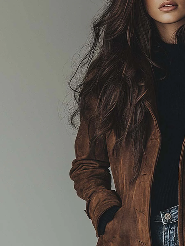 Teresa - Vintage-Trenchcoat aus Wildleder-Optik