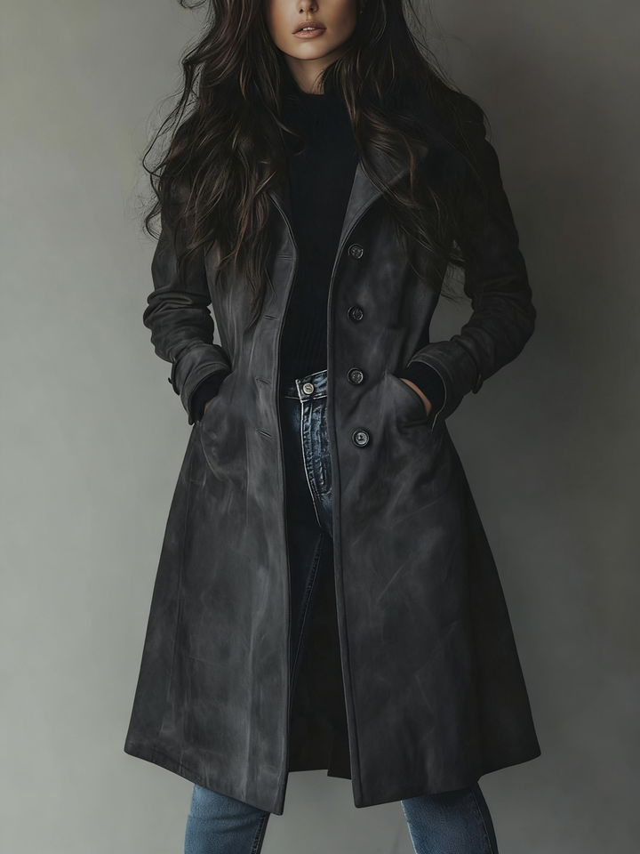 Teresa - Vintage-Trenchcoat aus Wildleder-Optik