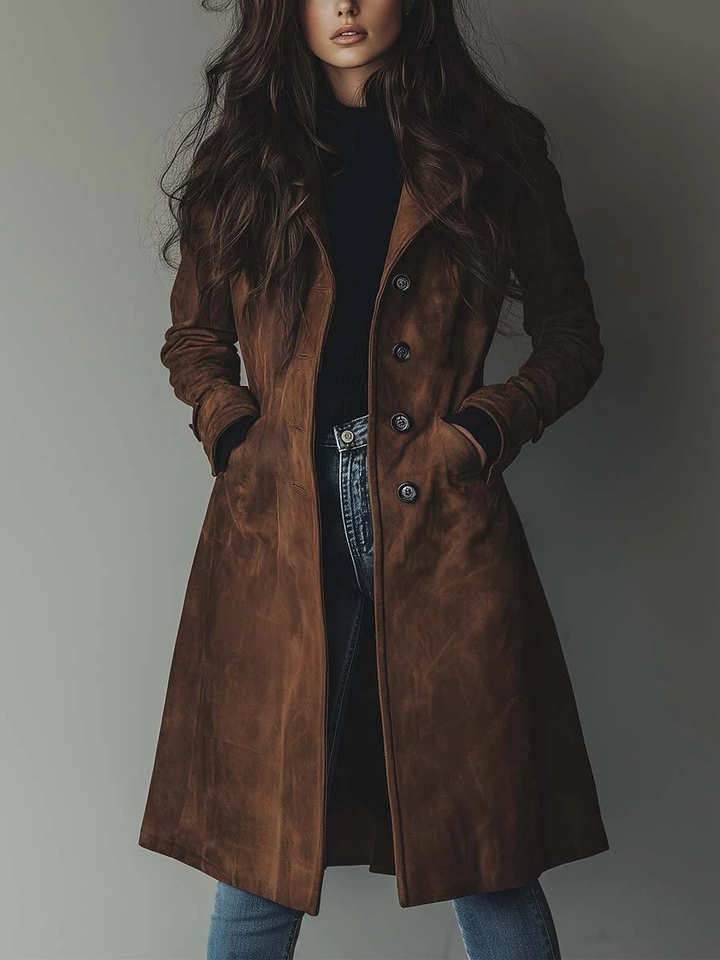 Teresa - Vintage-Trenchcoat aus Wildleder-Optik