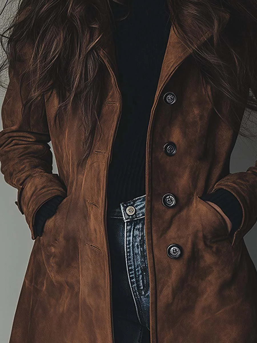 Teresa - Vintage-Trenchcoat aus Wildleder-Optik