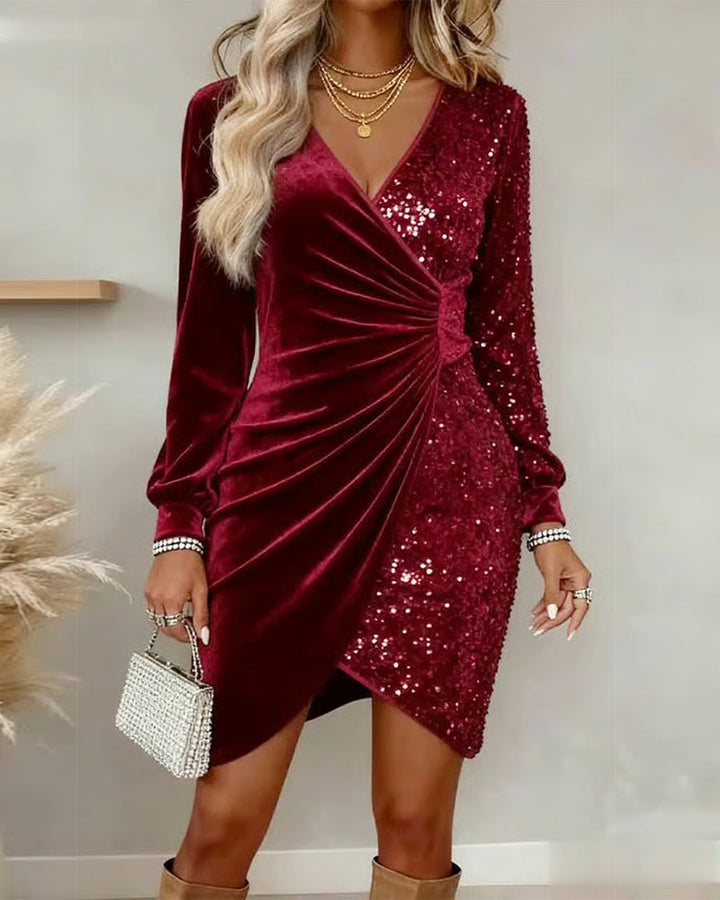 Emilia - Festliches Midi-Kleid mit V-Ausschnitt