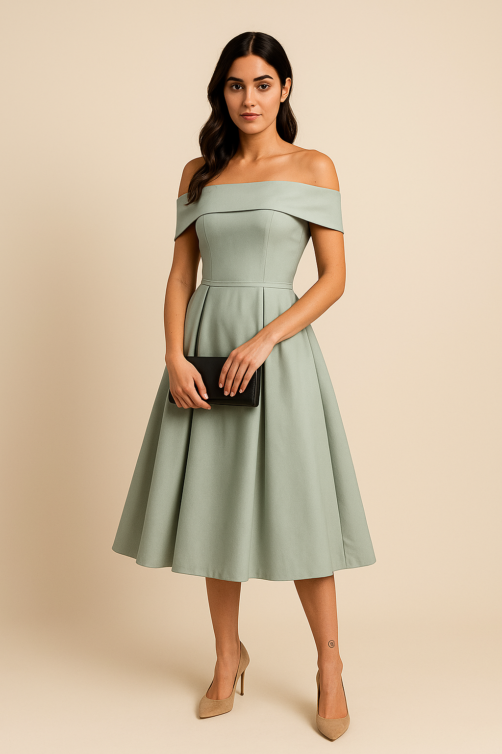 HERBERGER | Damen Schulterfreies A-Linien Kleid, Atmungsaktiv und Stilvoll