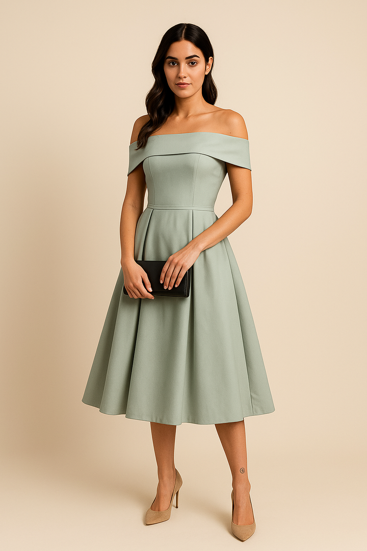 HERBERGER | Damen Schulterfreies A-Linien Kleid, Atmungsaktiv und Stilvoll