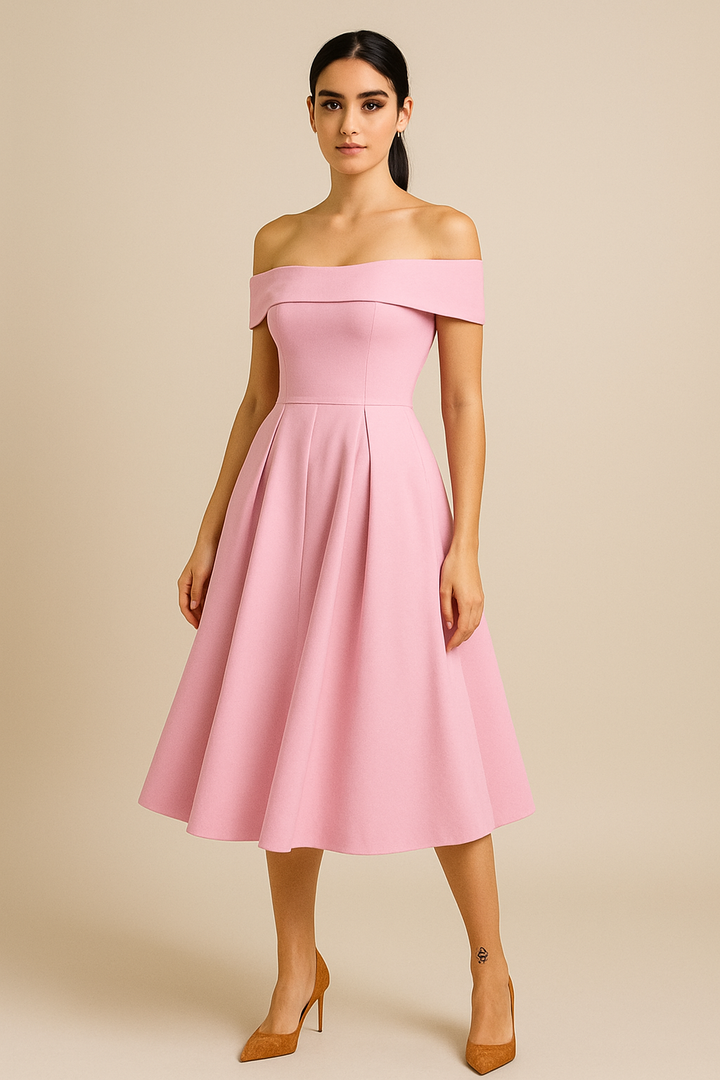 HERBERGER | Damen Schulterfreies A-Linien Kleid, Atmungsaktiv und Stilvoll
