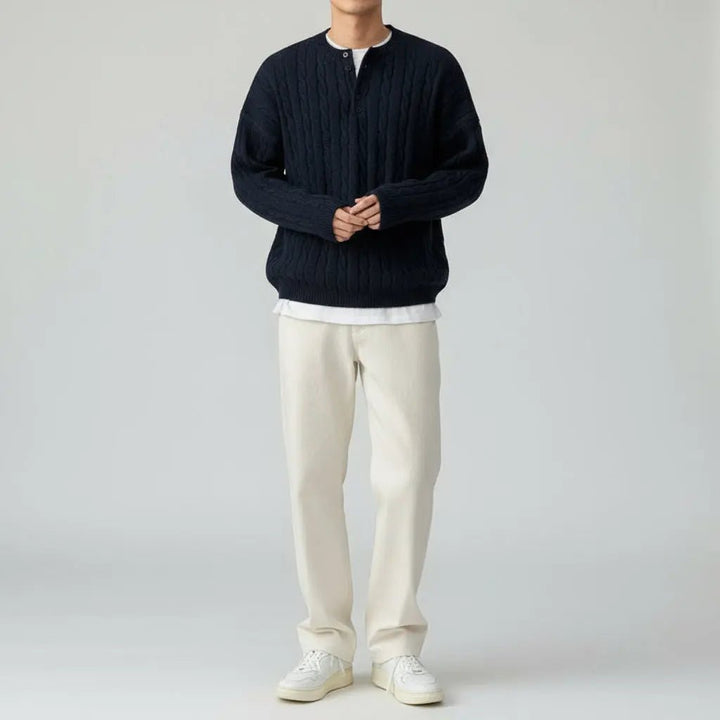 Cardigan Round Neck Sweater