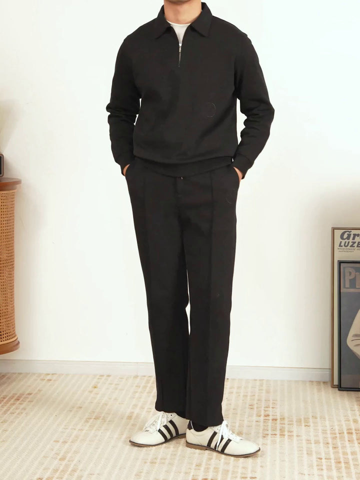 Cotton Half-Zip Collared Jumper
