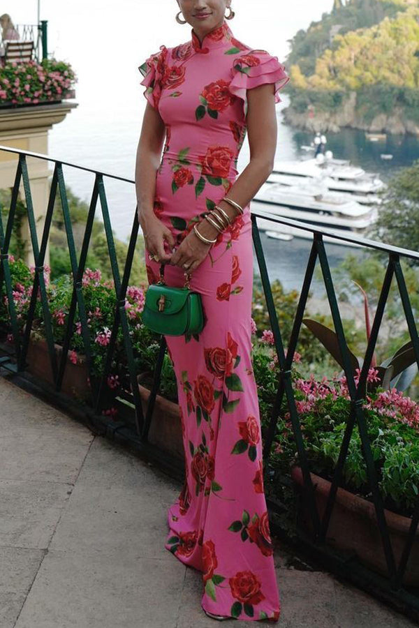 LENIA – Modernes Kleid mit Stehkragen und Glockenärmeln