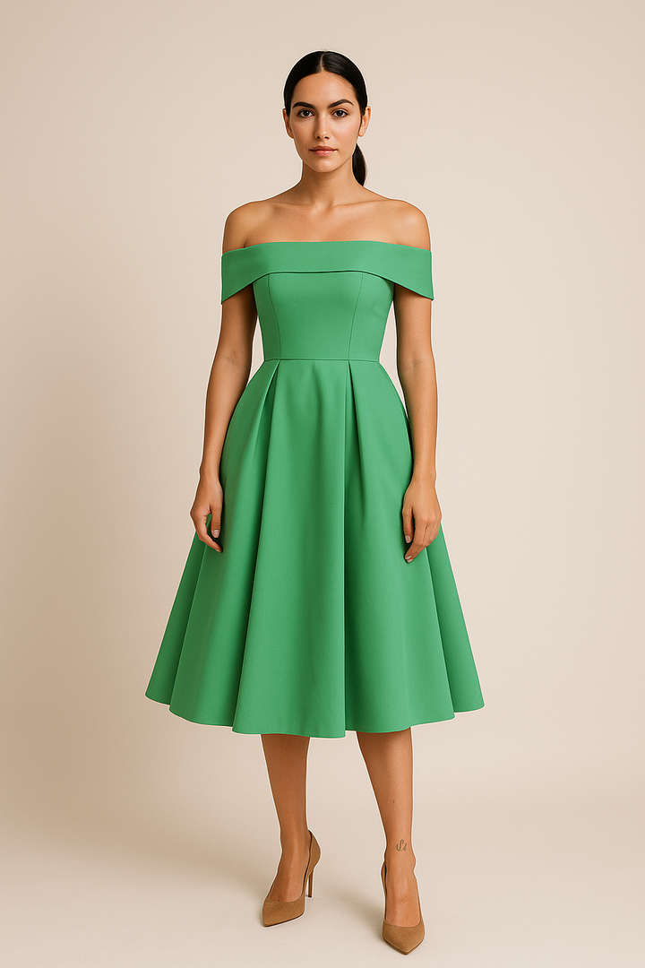 HERBERGER | Damen Schulterfreies A-Linien Kleid, Atmungsaktiv und Stilvoll