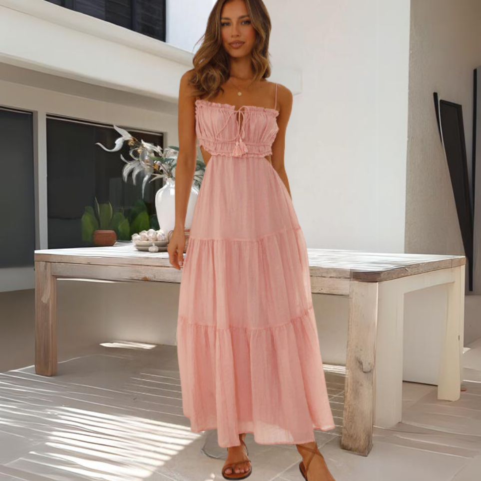ROSA - Elegantes Sommer-Midikleid mit dünnen Trägern