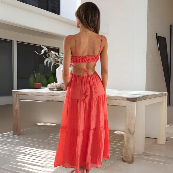ROSA - Elegantes Sommer-Midikleid mit dünnen Trägern