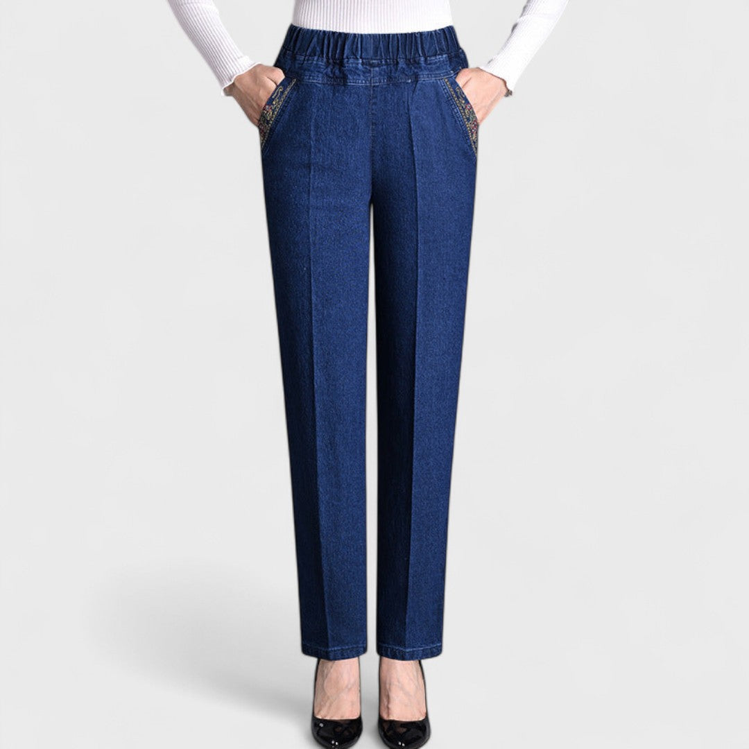Maira - Damenjeans mit seitlichen Taschen und elastischem Bund